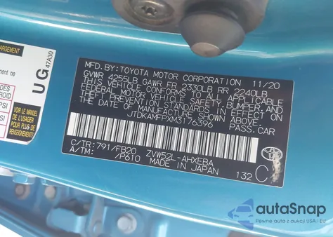 2021 Toyota Prius Prime Le from USA, damaged, VIN JTDKAMFPXM3176396